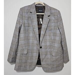 NWT Madewell Kline Blazer Womens 14 Plaid Single Breasted Relaxed MSRP $238